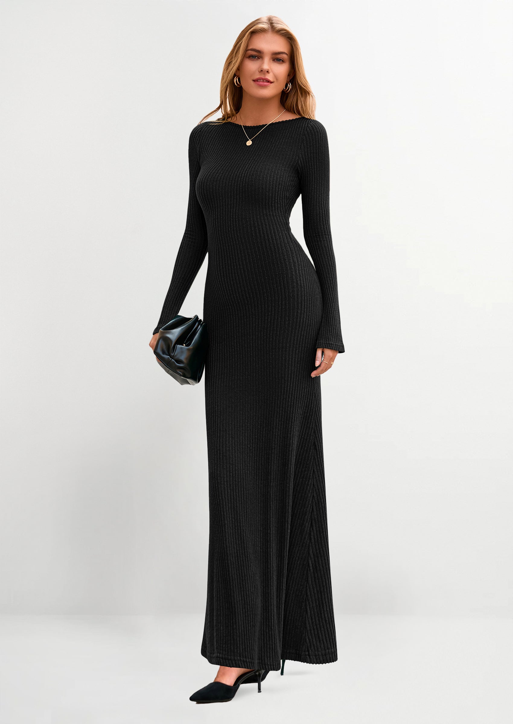 Vestido maxi acanalado