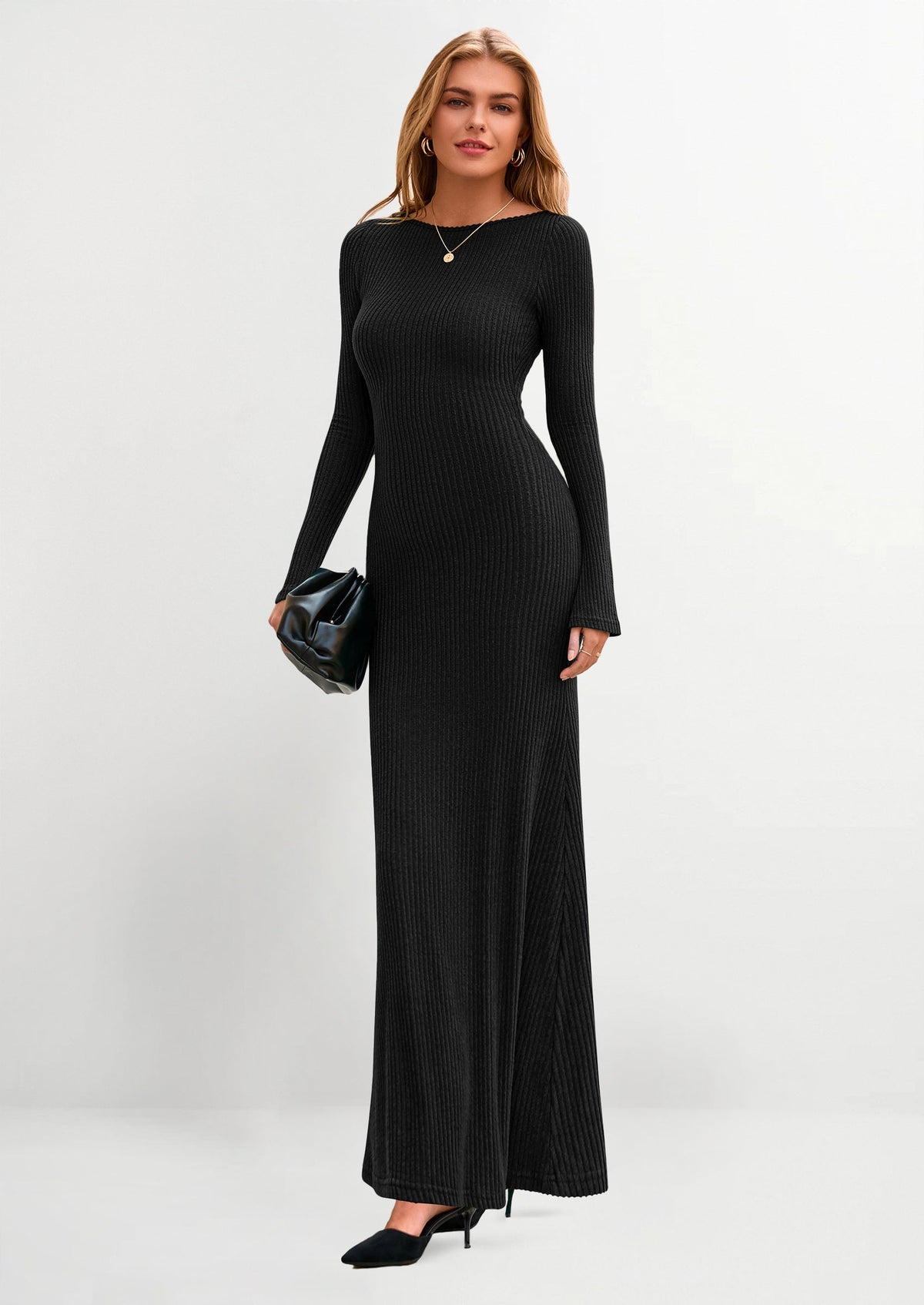 Vestido maxi acanalado