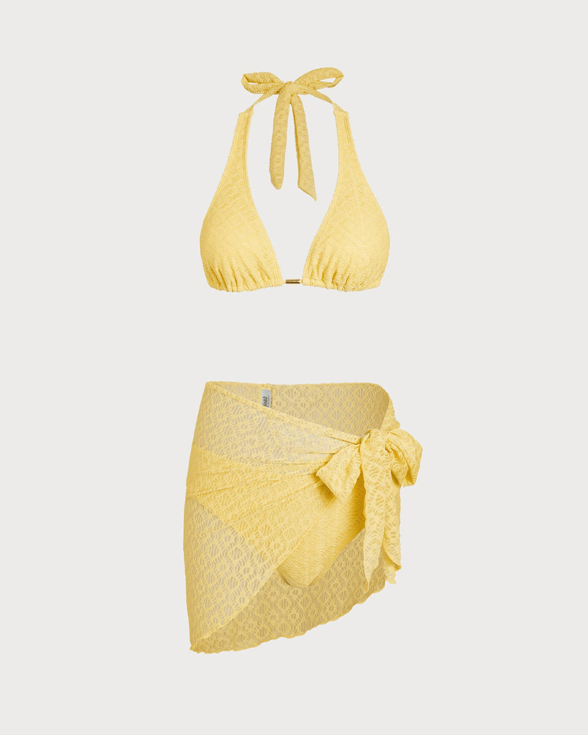 Conjunto de bikini jacquard texturizado amarillo sol