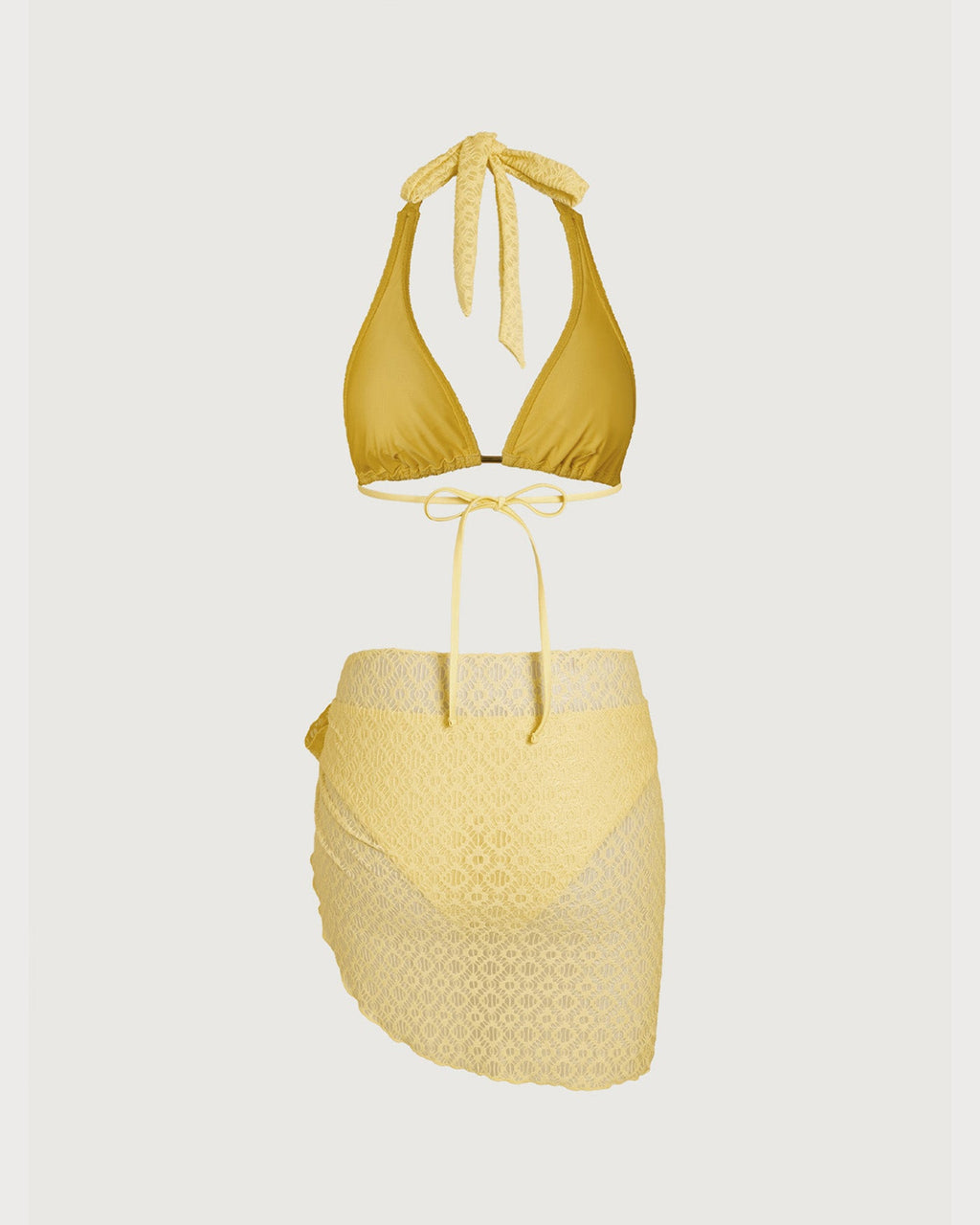 Conjunto de bikini jacquard texturizado amarillo sol
