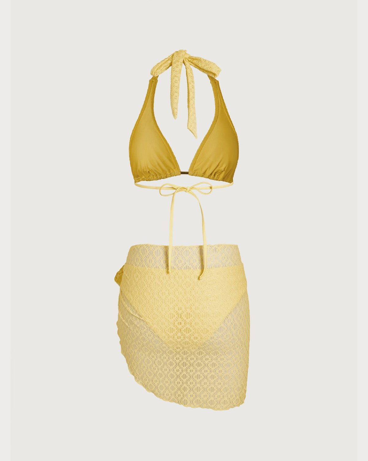 Conjunto de bikini jacquard texturizado amarillo sol