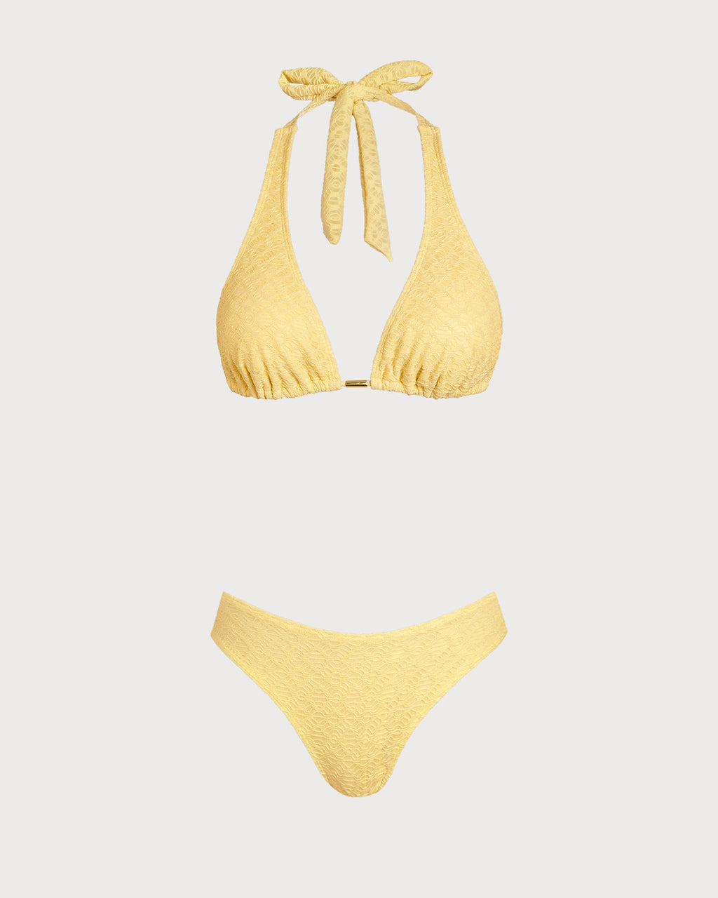 Conjunto de bikini jacquard texturizado amarillo sol