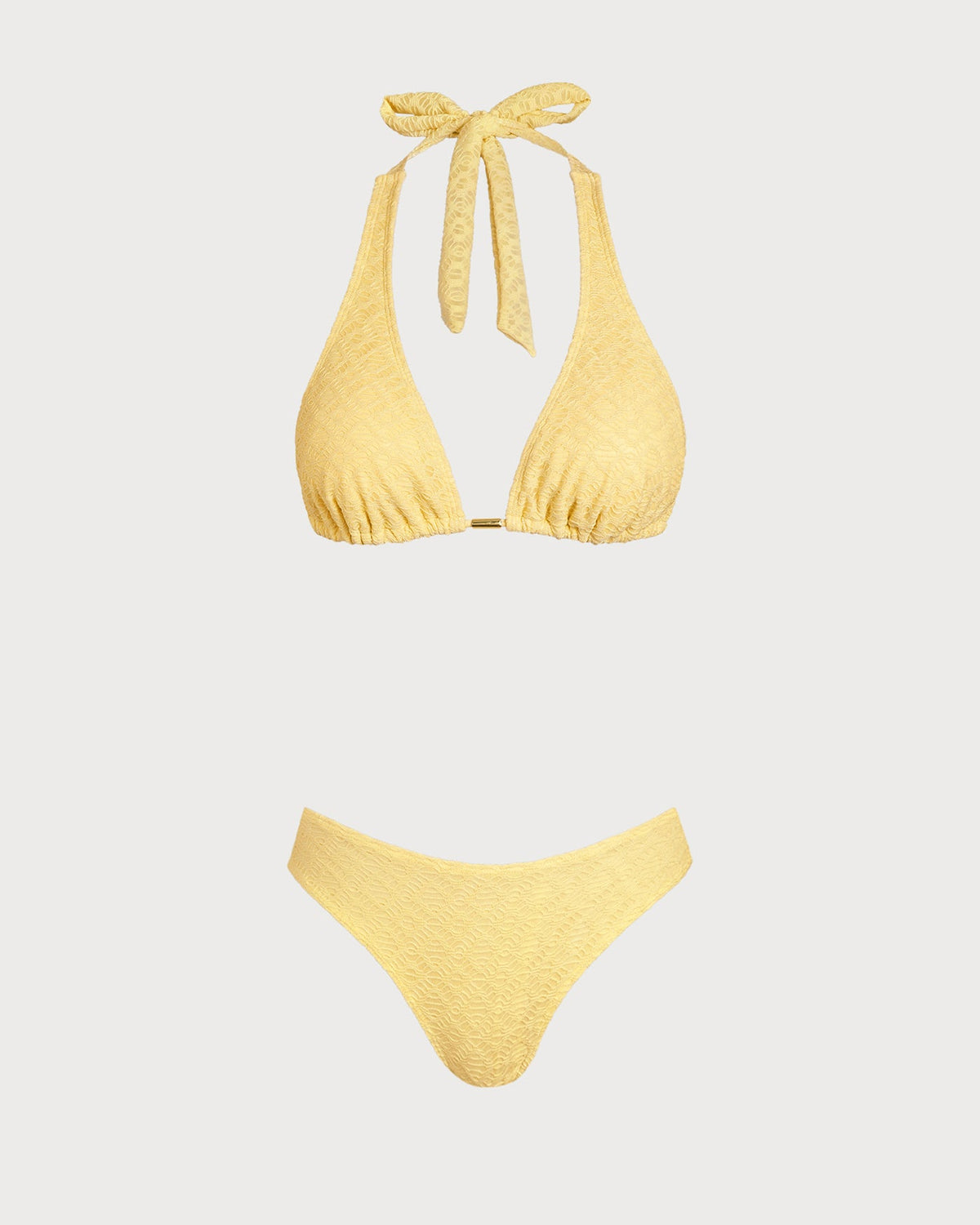 Conjunto de bikini jacquard texturizado amarillo sol