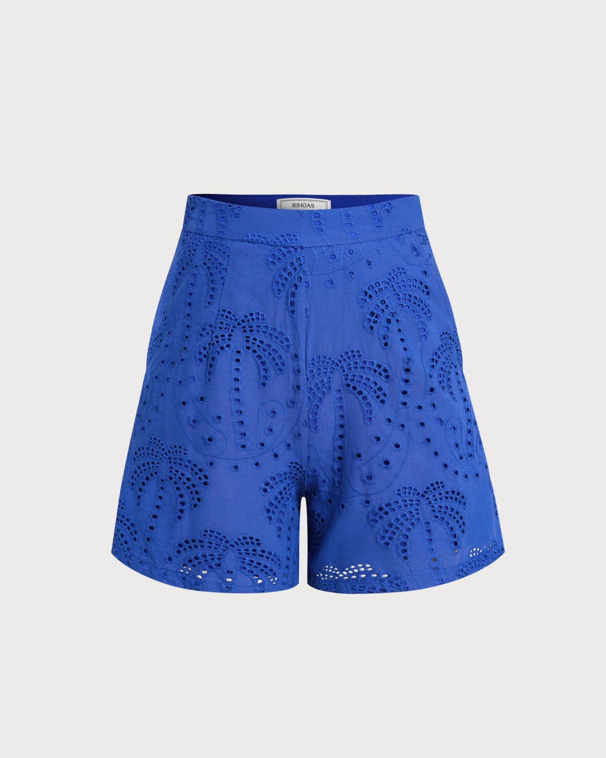 Pantalones cortos azules de algodón bordados