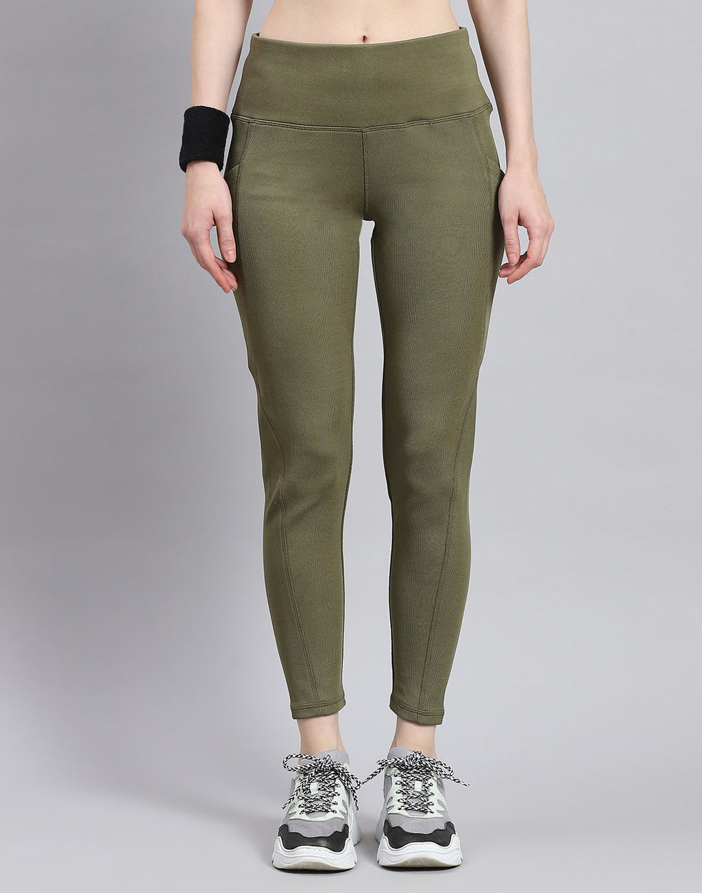 Leggings verdes lisos de corte regular para mujer Rock.it