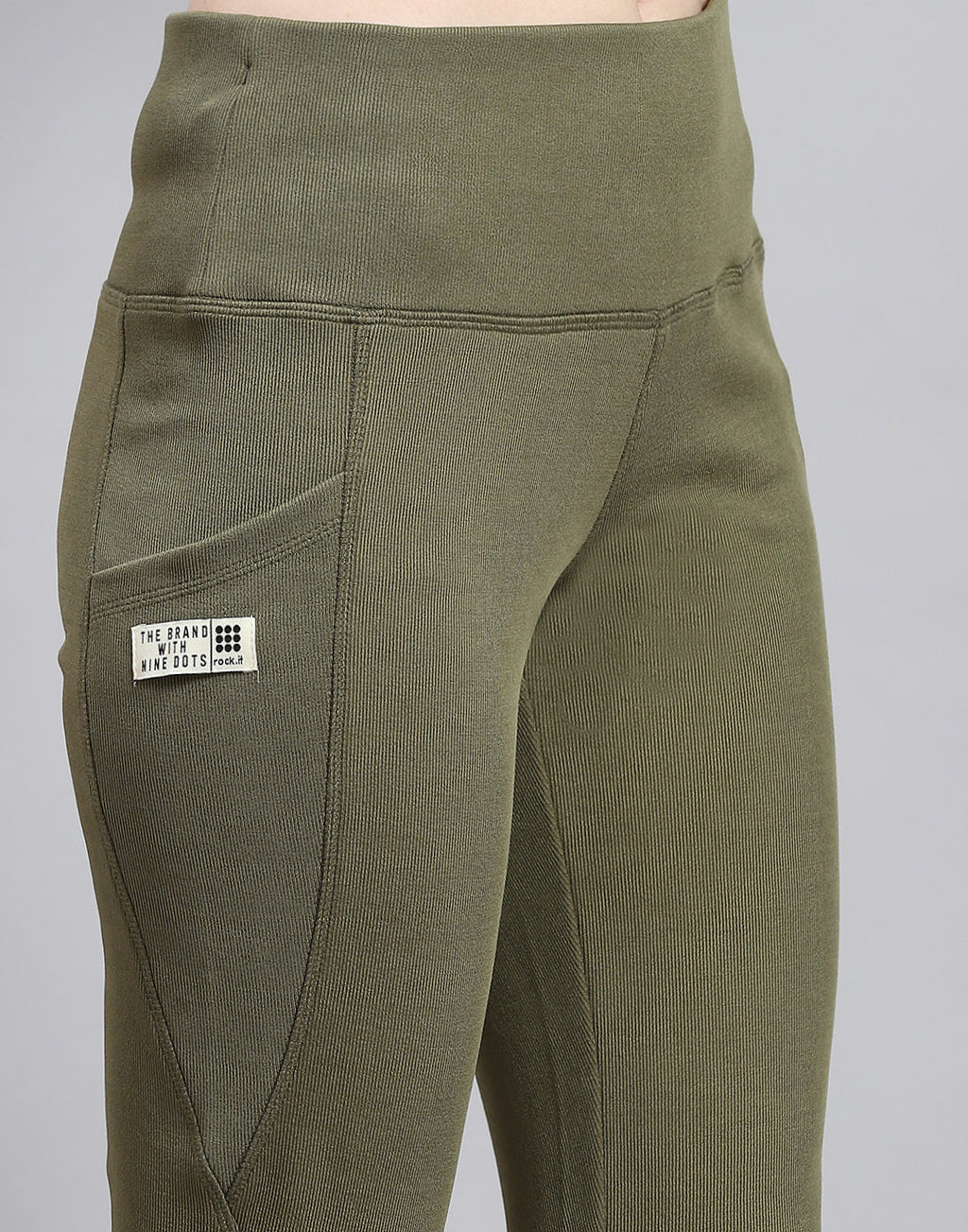 Leggings verdes lisos de corte regular para mujer Rock.it