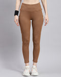 Leggings de corte regular para mujer Rock.it, color camel marrón liso