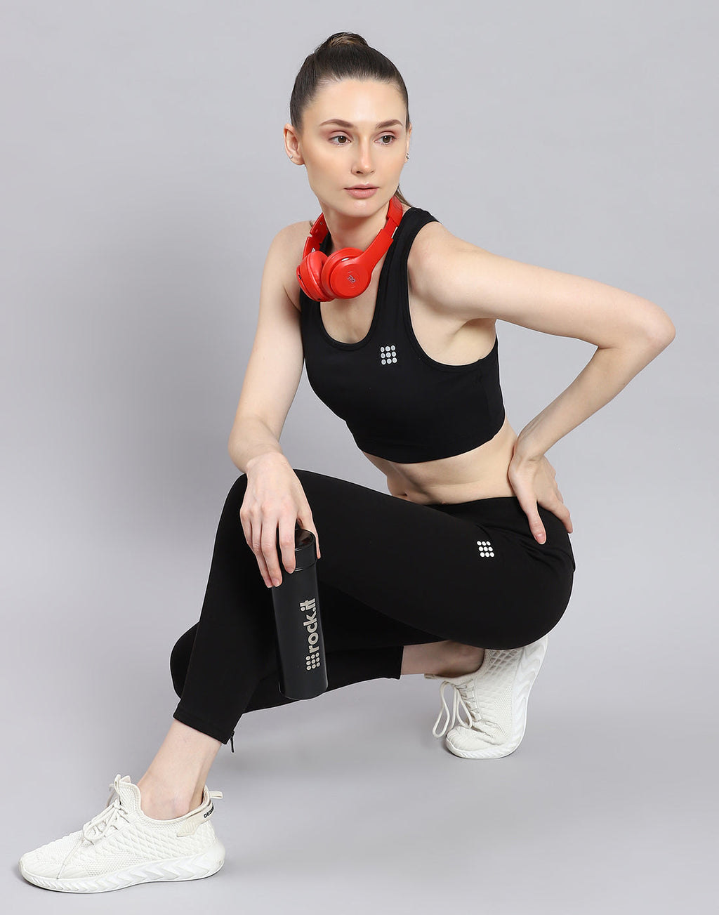 Leggings negros lisos de corte regular para mujer de Rock.it
