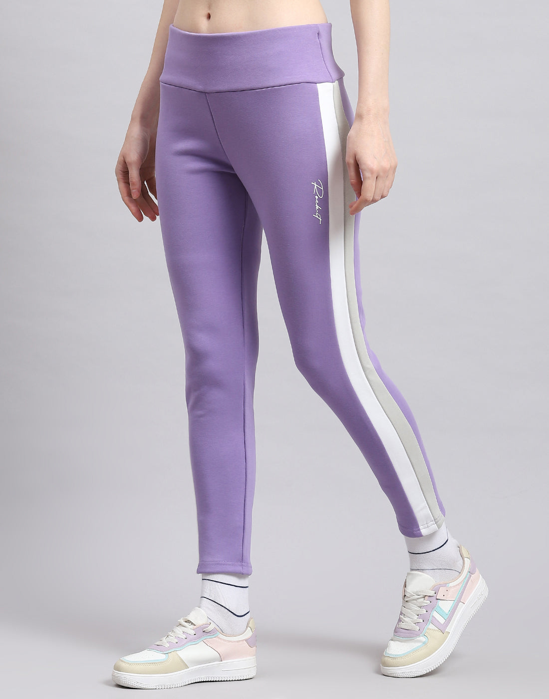 Leggings lisos morados de corte regular para mujer Rock.it