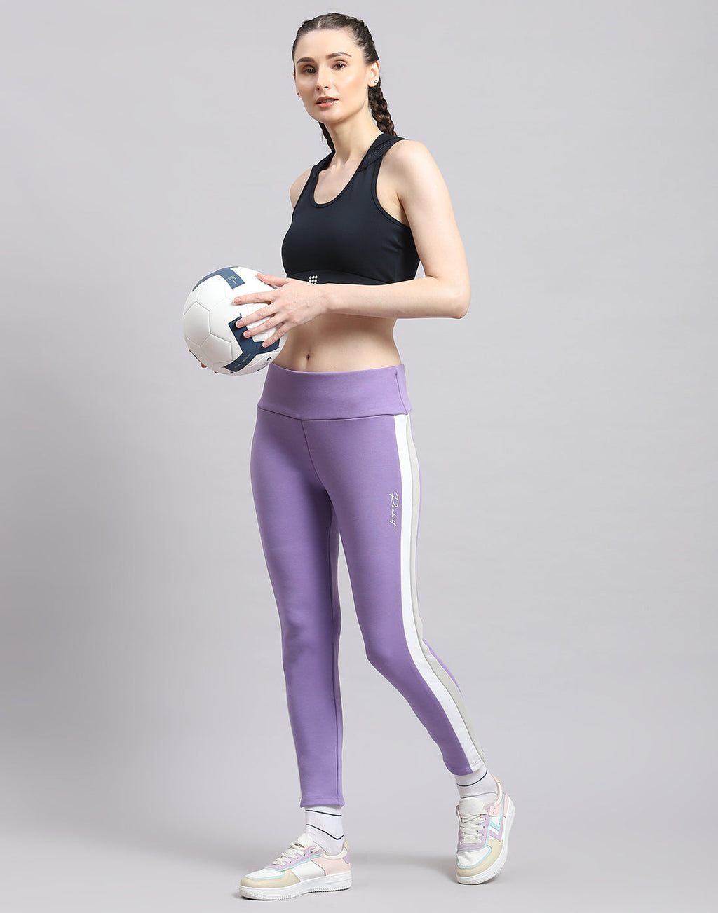 Leggings lisos morados de corte regular para mujer Rock.it