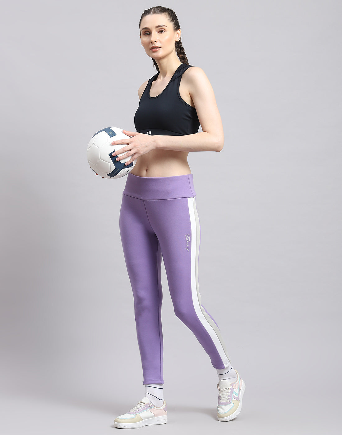 Leggings lisos morados de corte regular para mujer Rock.it