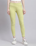 Leggings verdes lisos de corte regular para mujer, Rock.it