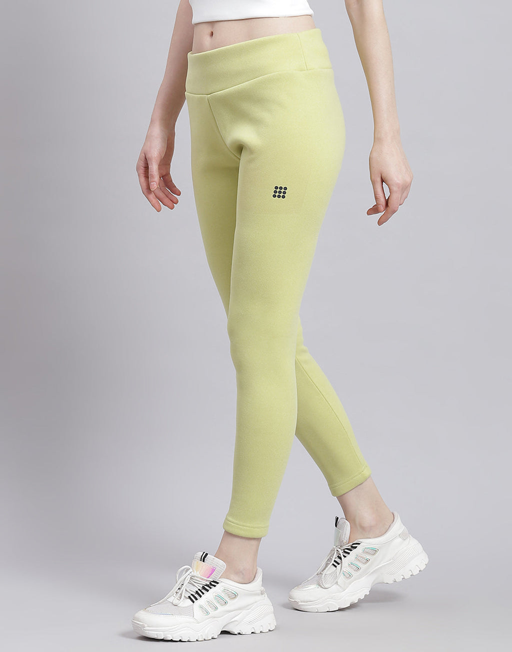 Leggings verdes lisos de corte regular para mujer, Rock.it