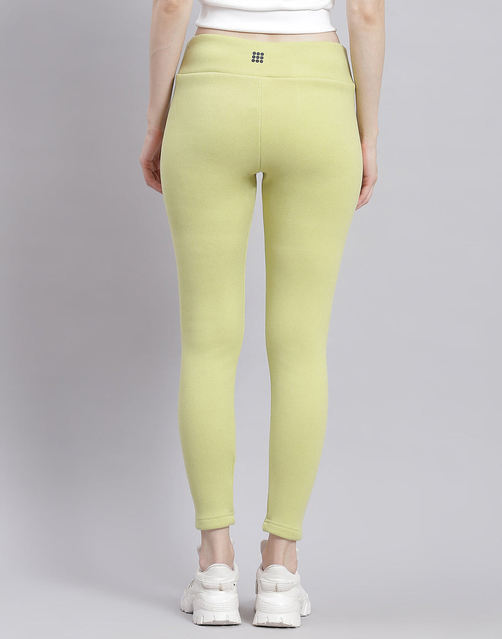 Leggings verdes lisos de corte regular para mujer, Rock.it