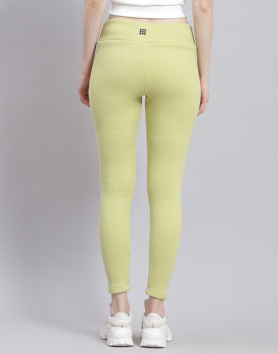 Leggings verdes lisos de corte regular para mujer, Rock.it