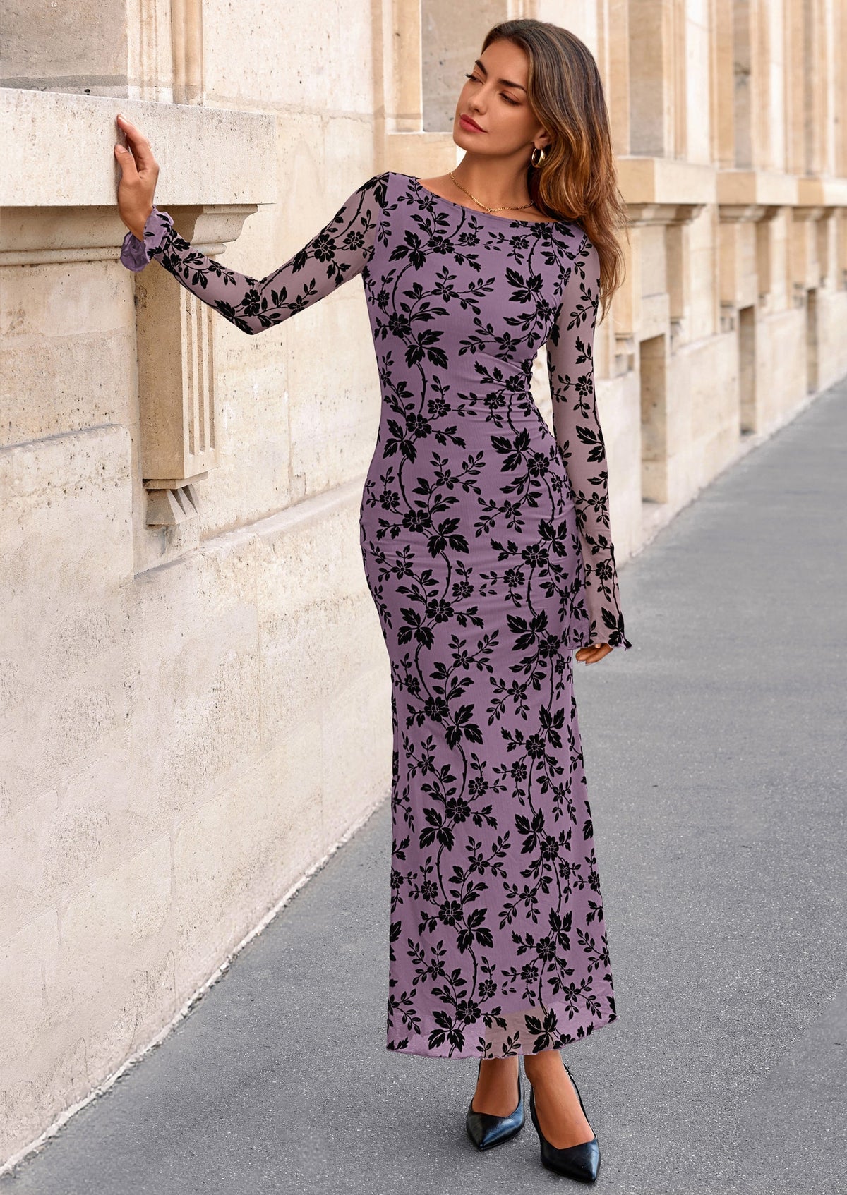 Vestido largo de malla