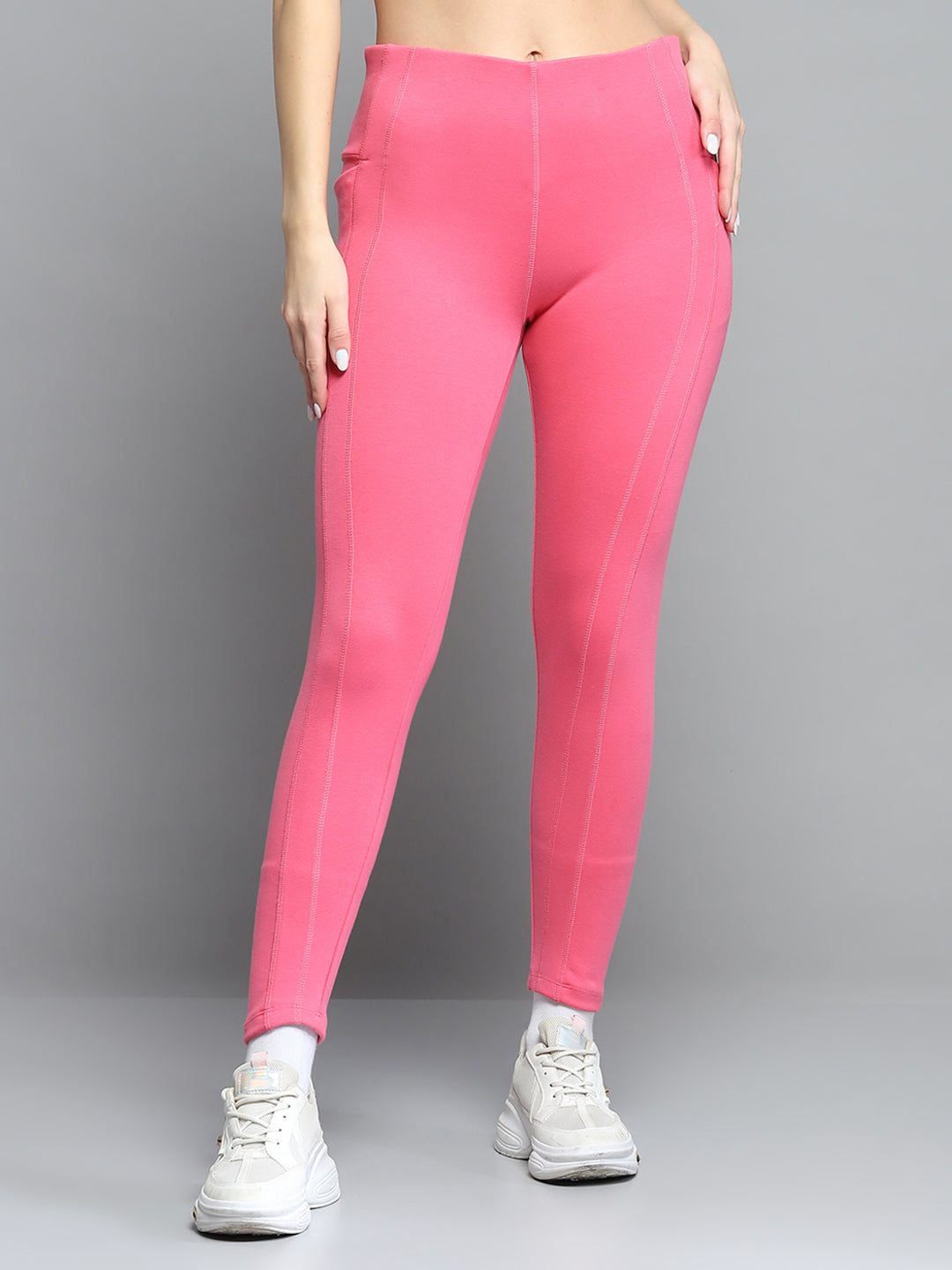 Leggings rosas lisos de corte regular para mujer Rock.it
