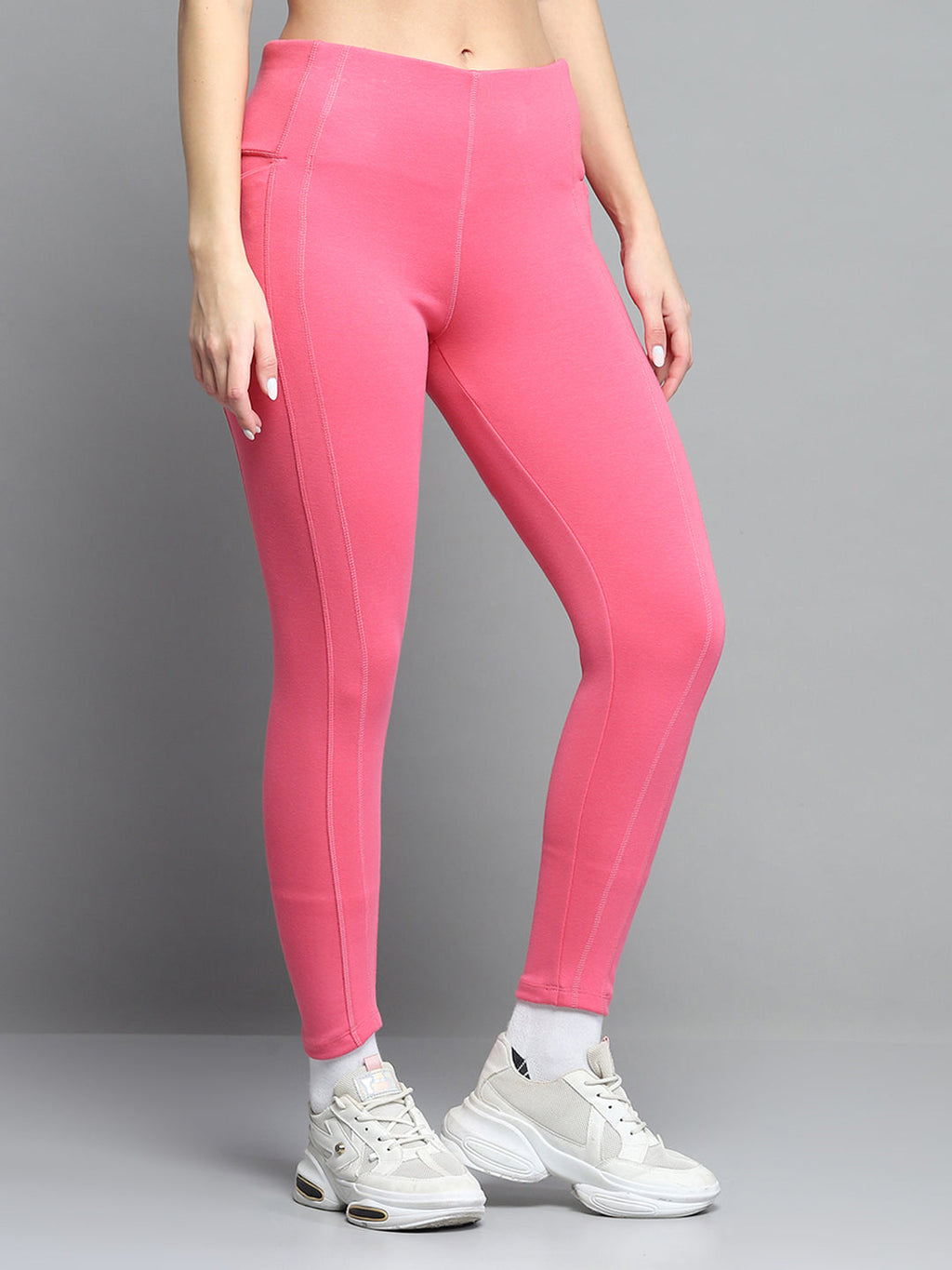Leggings rosas lisos de corte regular para mujer Rock.it