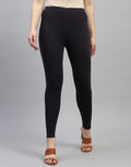 Leggings negros lisos de corte regular para mujer