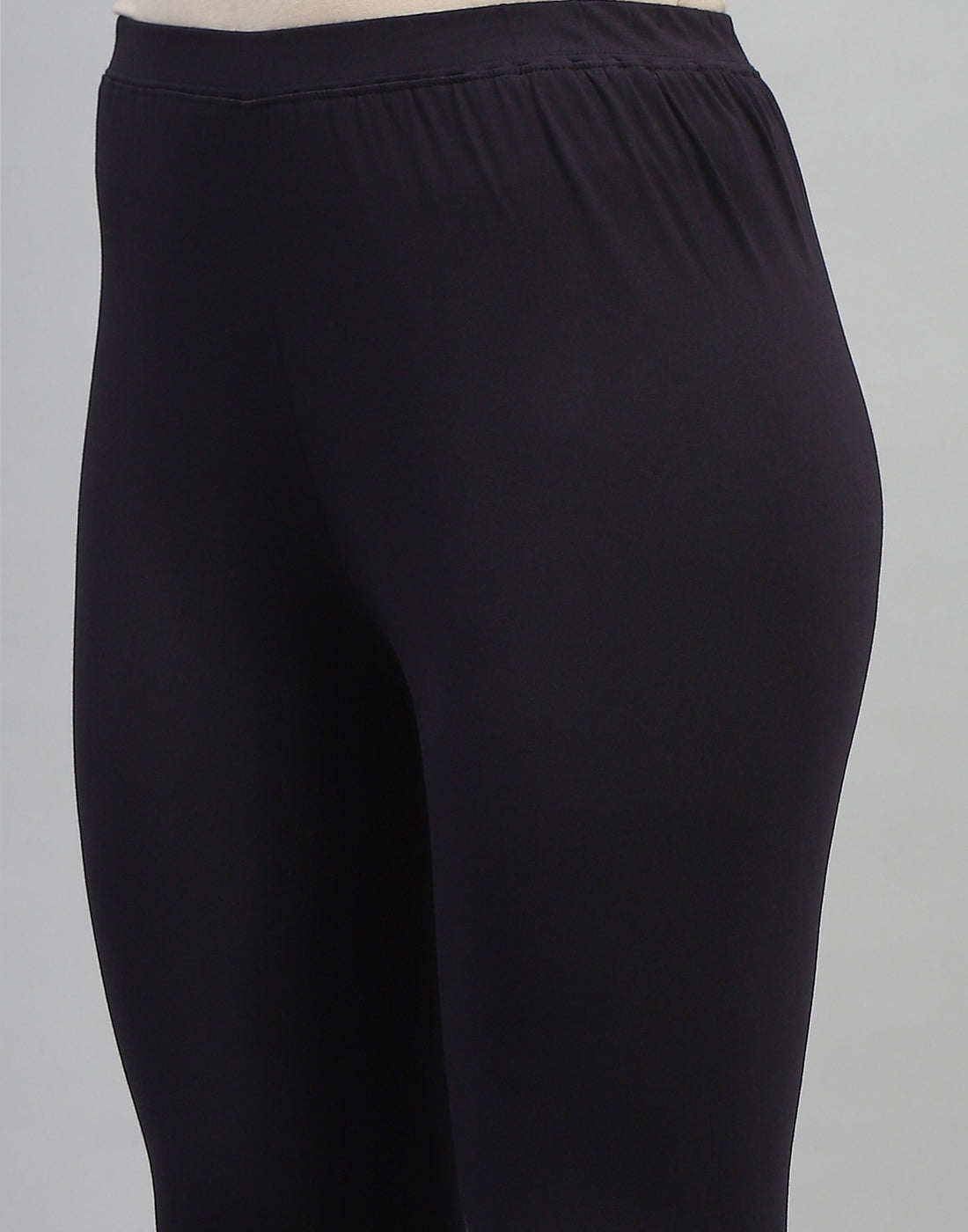 Leggings negros lisos de corte regular para mujer