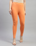 Leggings naranjas lisos de corte regular para mujer