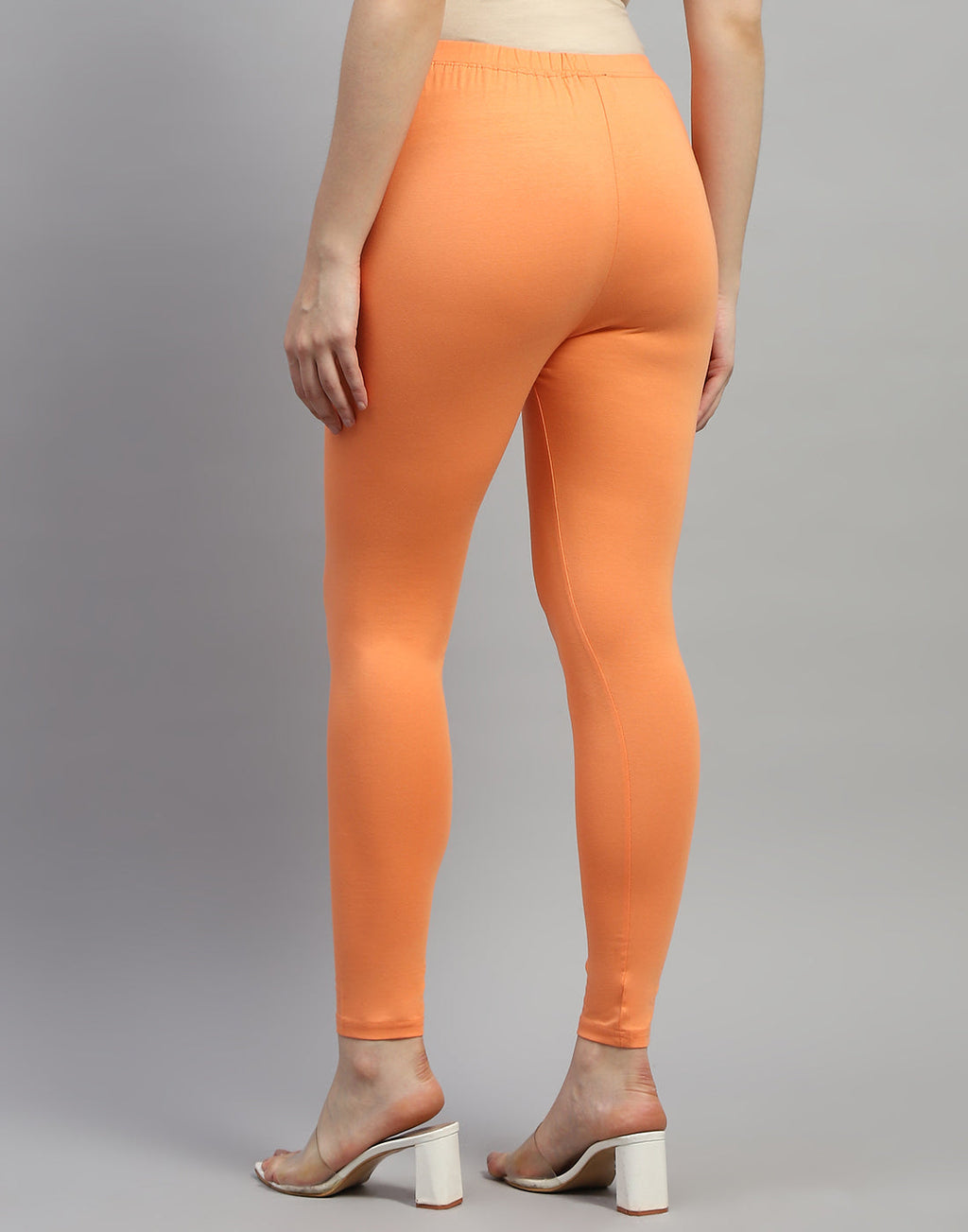 Leggings naranjas lisos de corte regular para mujer
