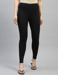 Leggings negros lisos de corte regular para mujer