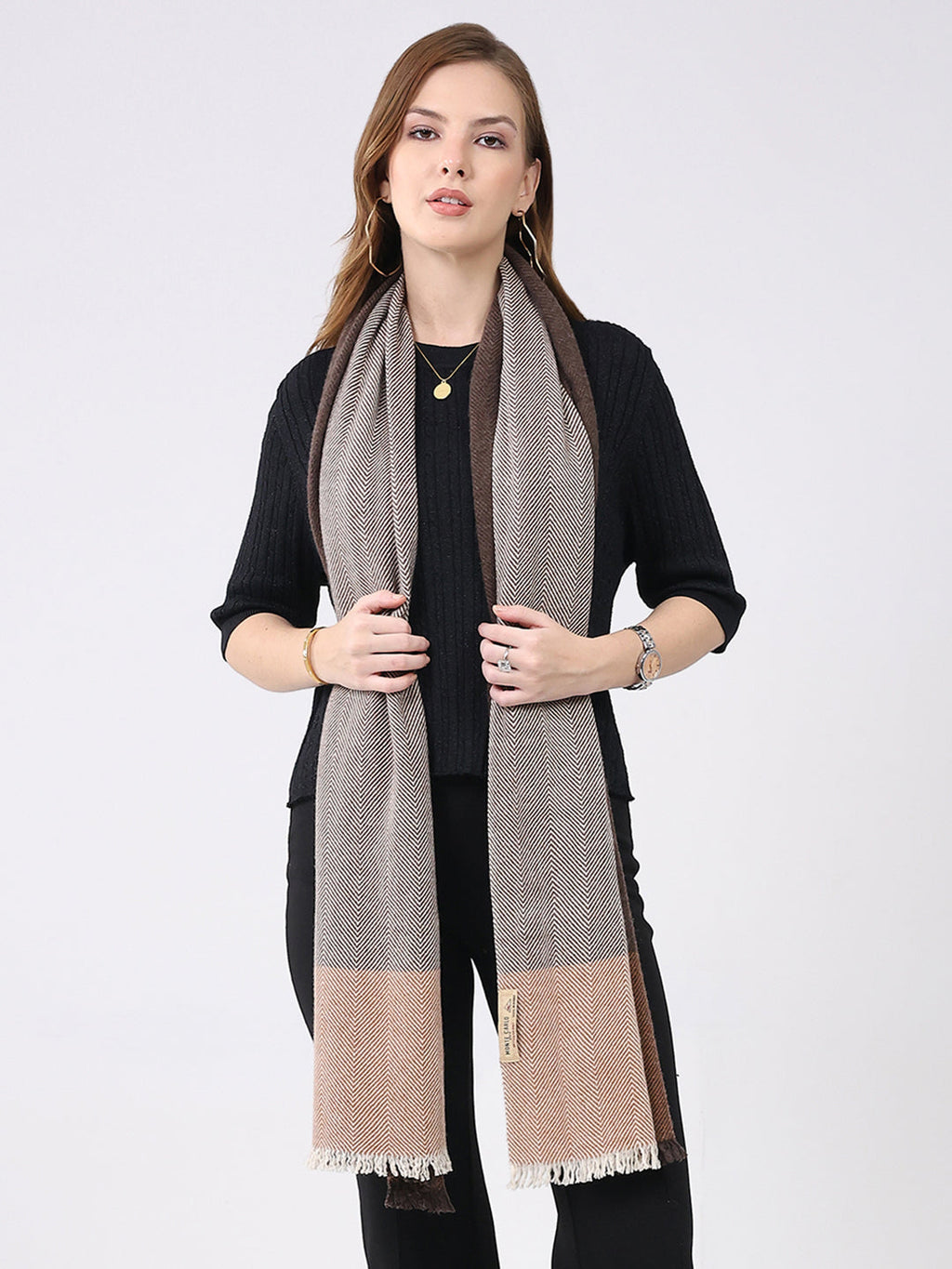 Estola de lana multicolor con diseño estampado para mujer: elegante y abrigada