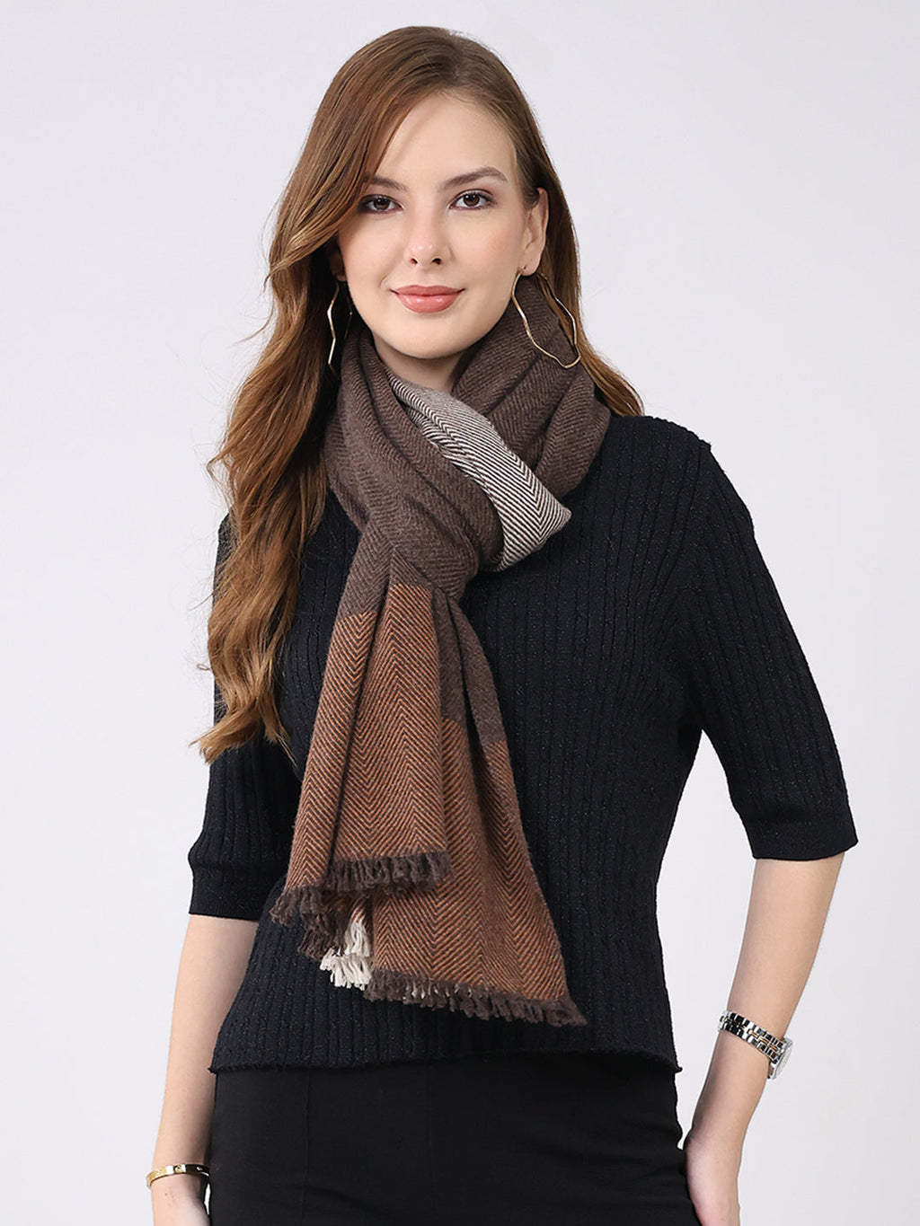 Estola de lana multicolor con diseño estampado para mujer: elegante y abrigada