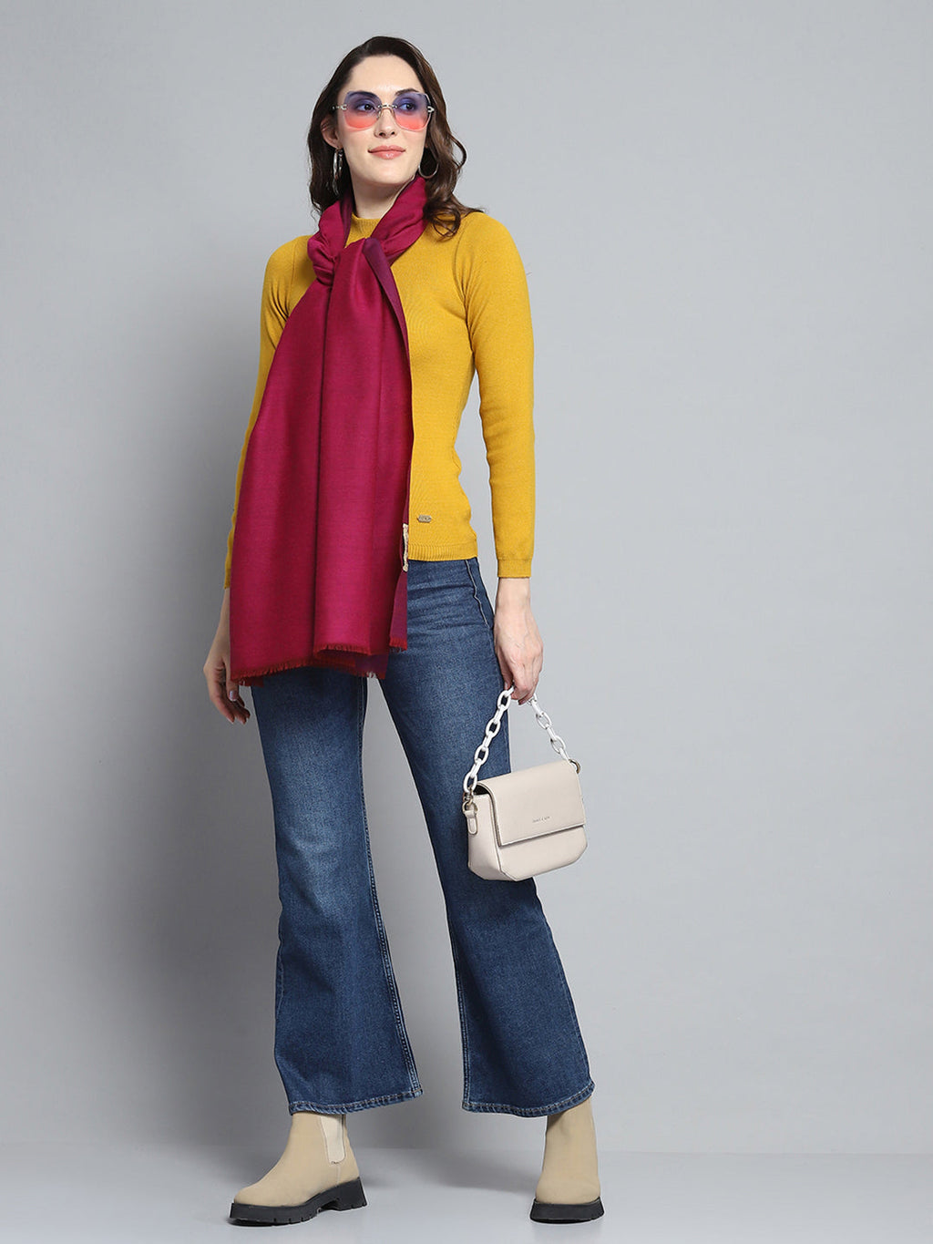 Estola granate para mujer con diseño estampado