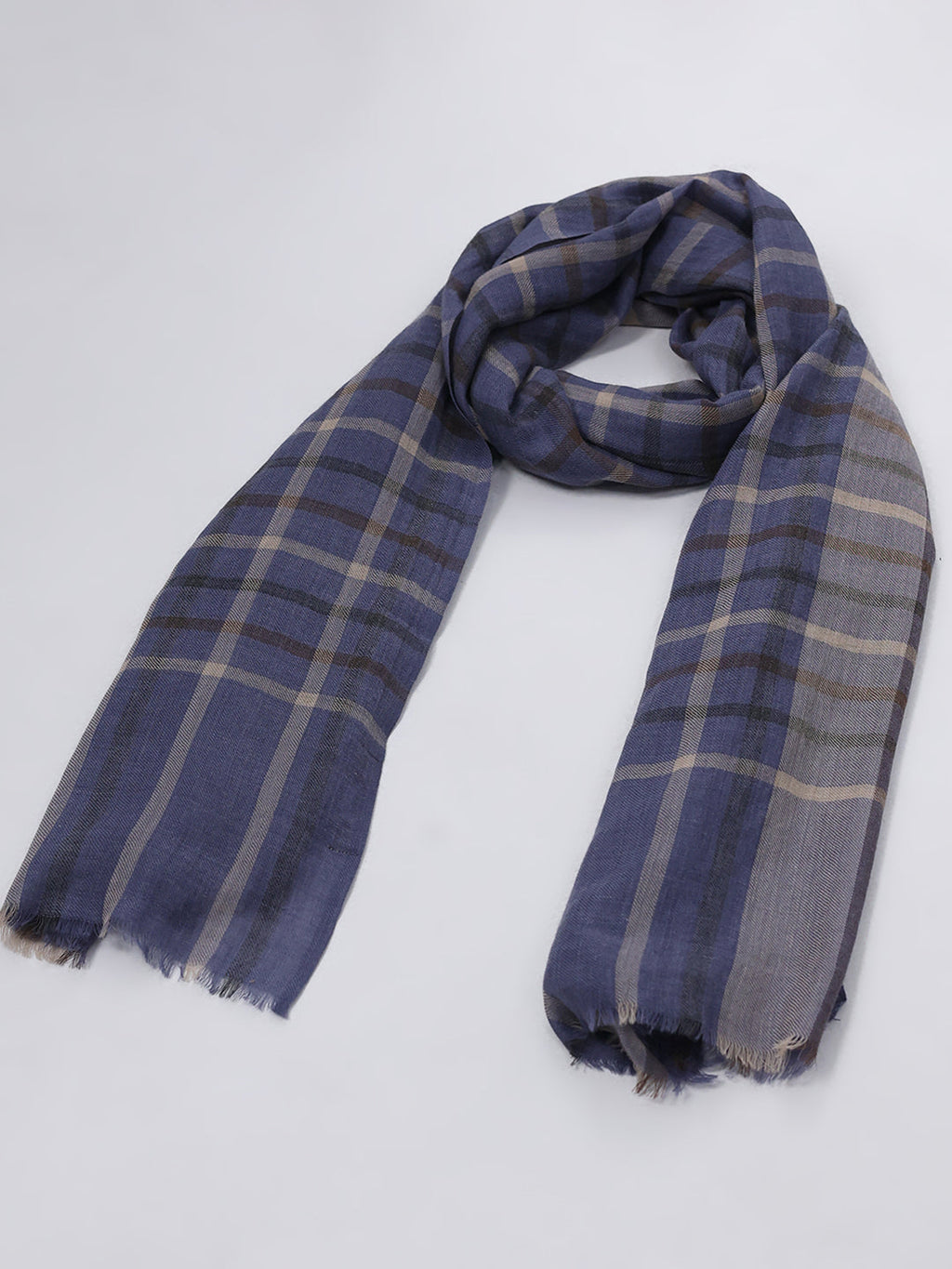 Estola de lana mezclada azul lisa para mujer