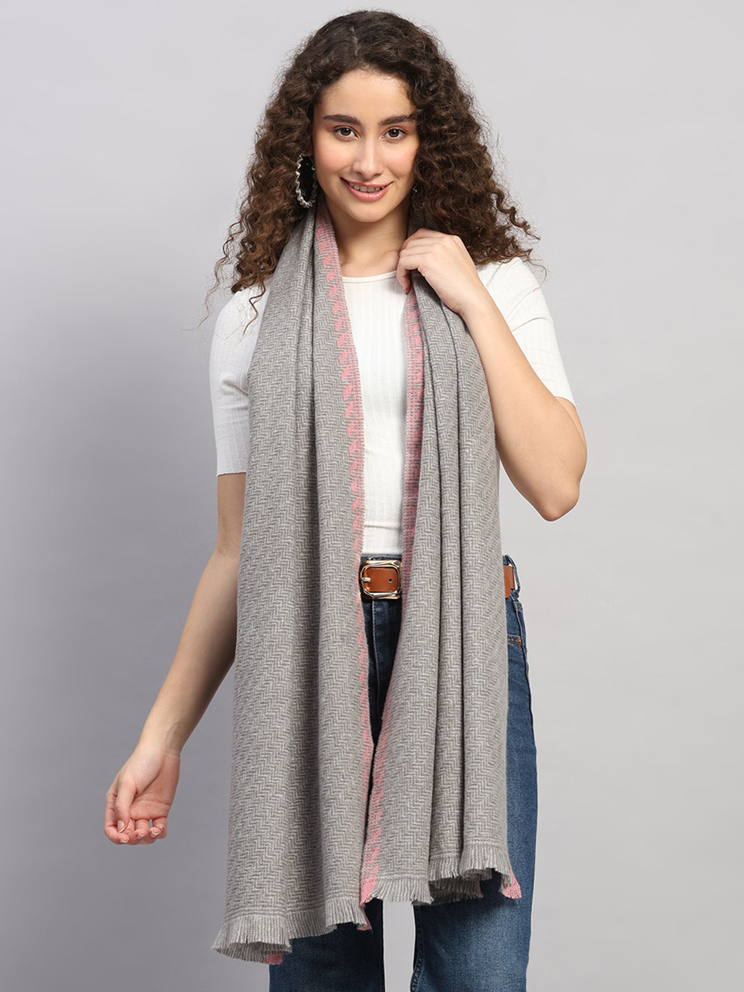 Estola de lana multicolor elegante con diseño tejido para mujer