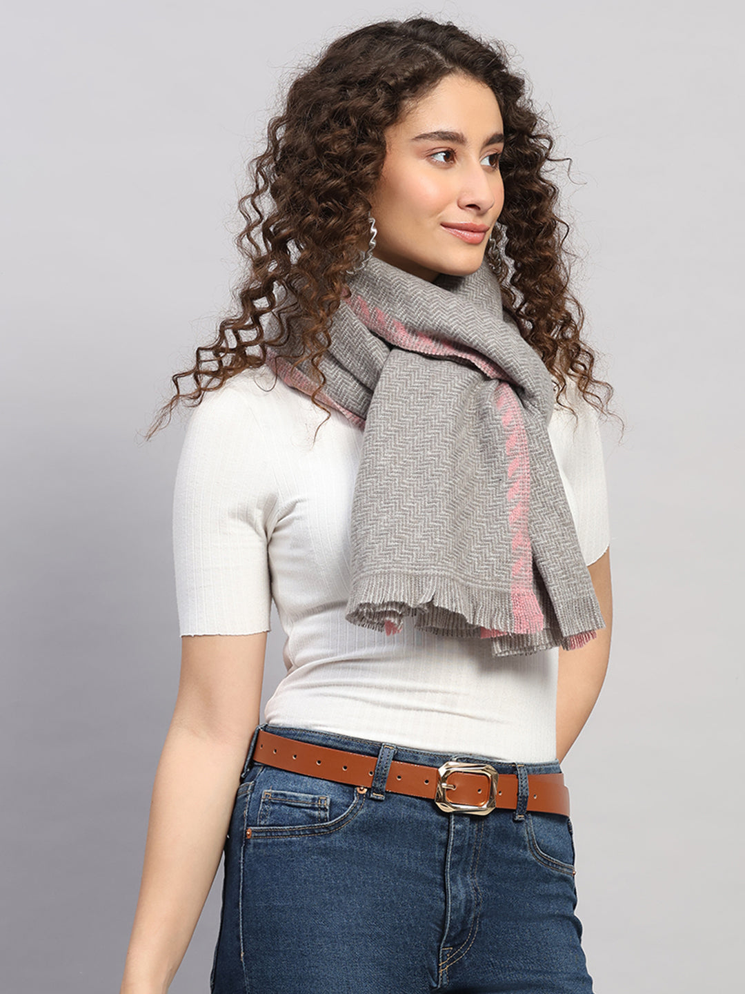 Estola de lana multicolor elegante con diseño tejido para mujer