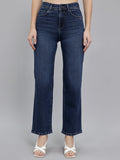 Jeans de mezclilla azul claro de pierna recta para mujer