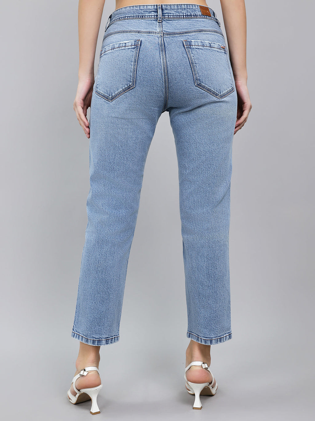Jeans de mezclilla de pierna recta para mujer, azul claro y de lavado claro
