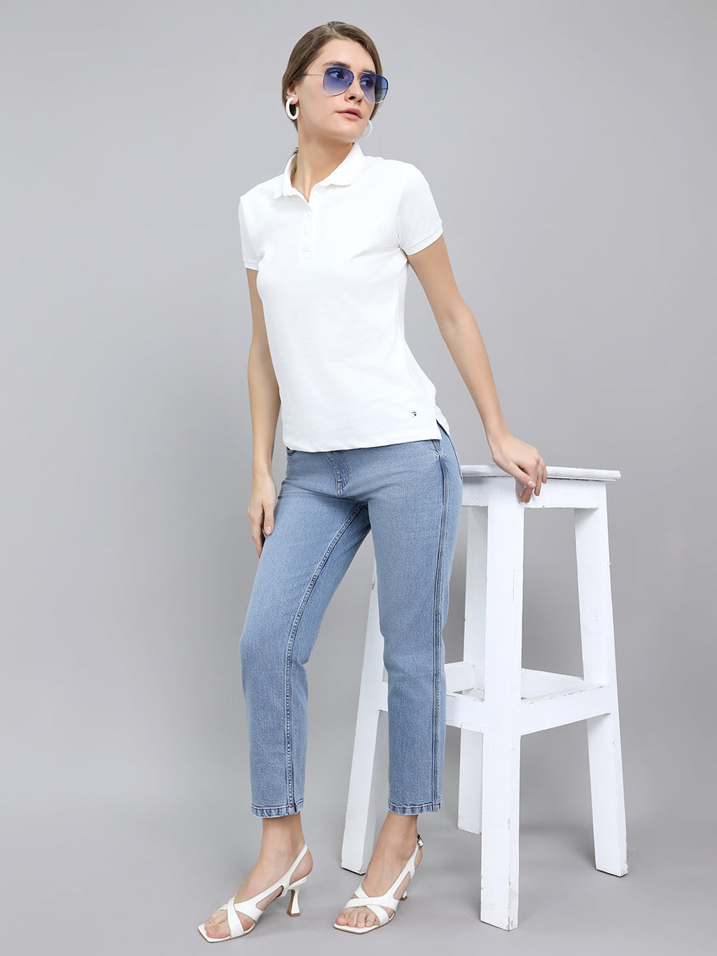 Jeans de mezclilla de pierna recta para mujer, azul claro y de lavado claro