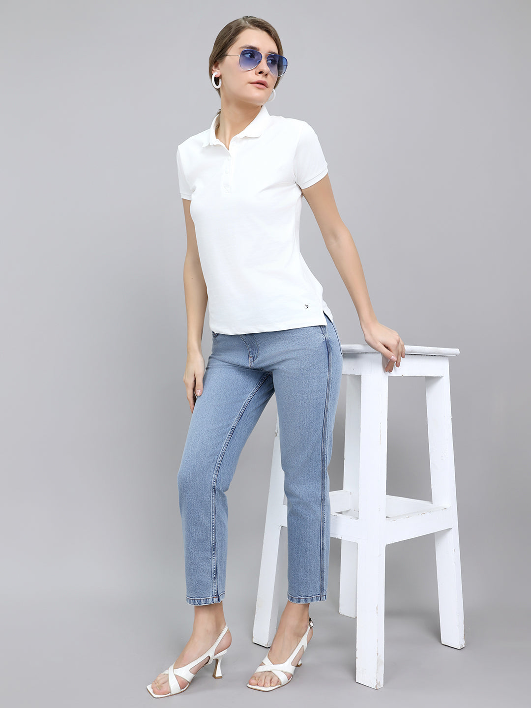 Jeans de mezclilla de pierna recta para mujer, azul claro y de lavado claro