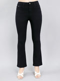 Jeans de mezclilla negros de lavado claro y corte regular para mujer