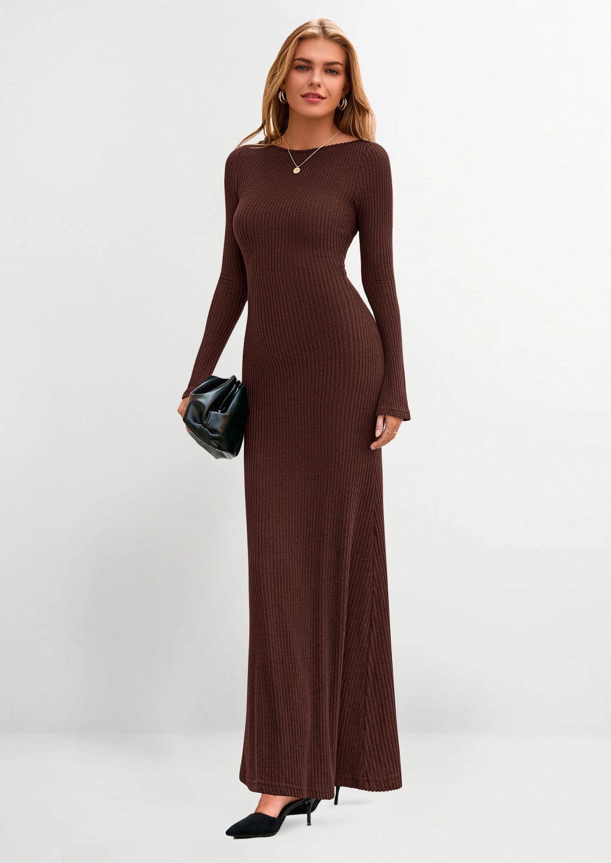 Vestido maxi acanalado