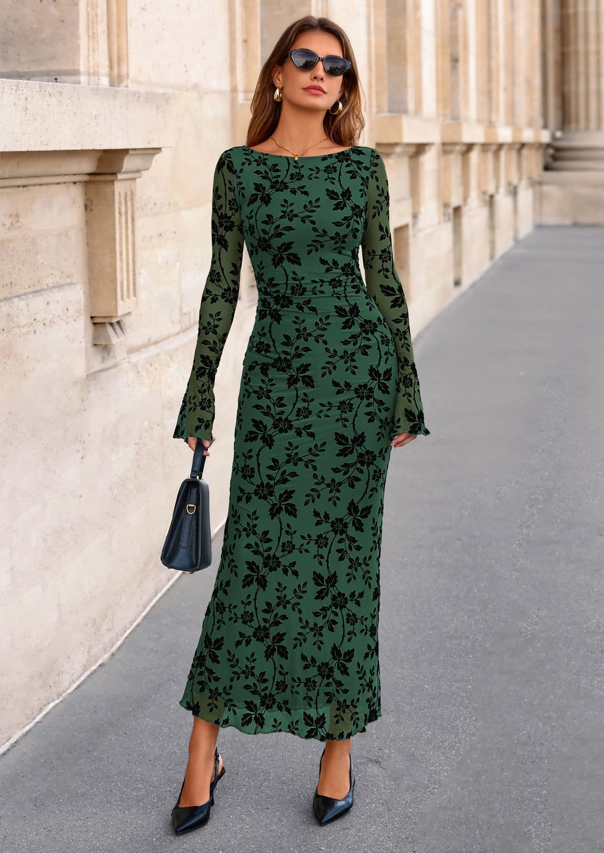 Vestido largo de malla