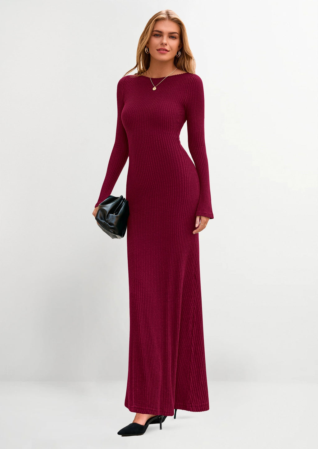 Vestido maxi acanalado
