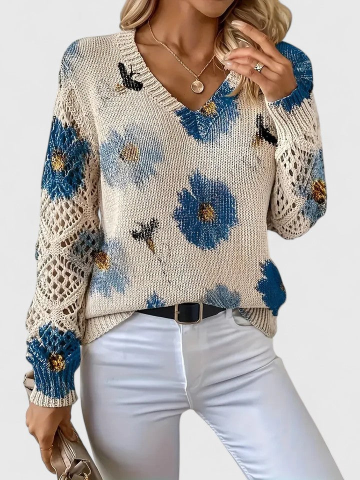 Jersey Elegante con Estampado Floral