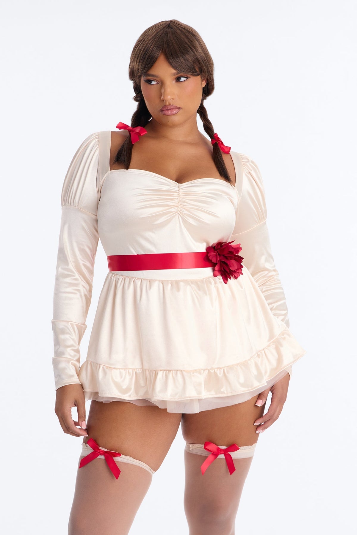 Conjunto de disfraz de 5 piezas Muñeca Deseable Mortal – Marfil/Combinado