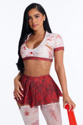 Conjunto de disfraz Zombae de 4 piezas – combo rojo