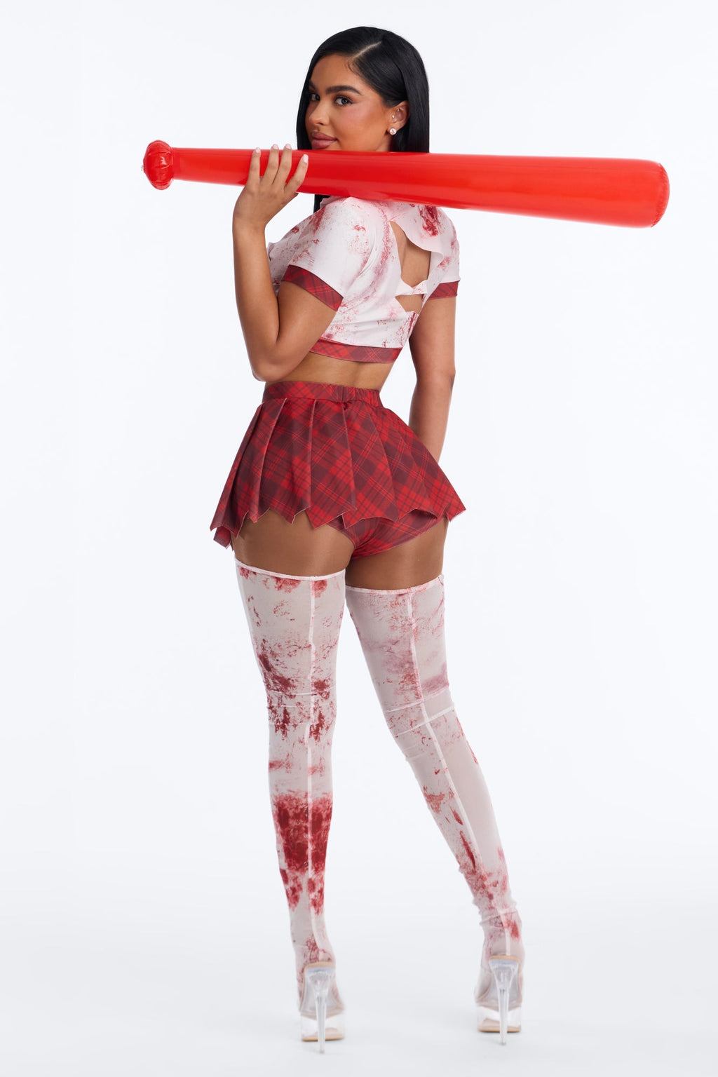 Conjunto de disfraz Zombae de 4 piezas – combo rojo