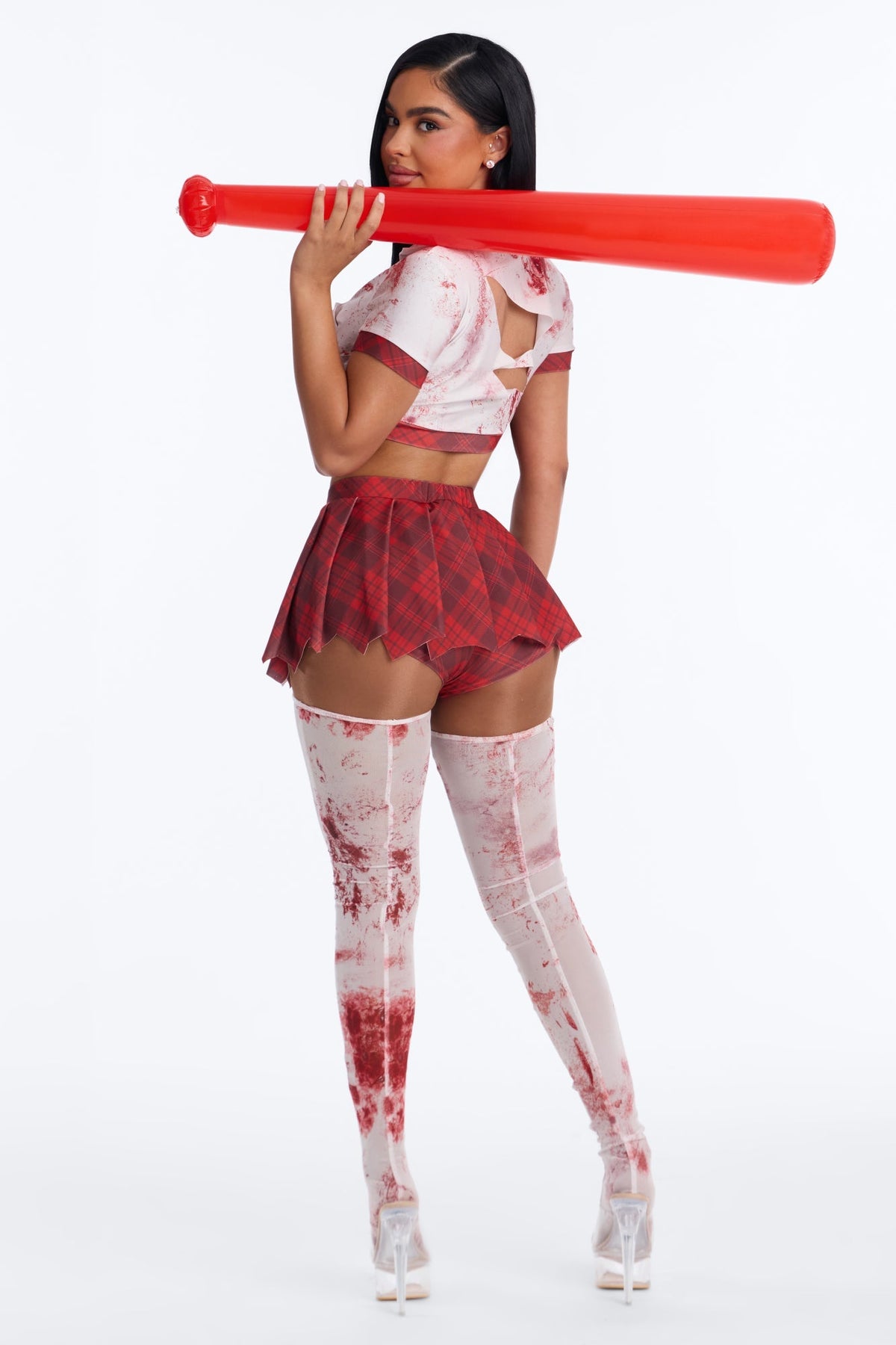 Conjunto de disfraz Zombae de 4 piezas – combo rojo