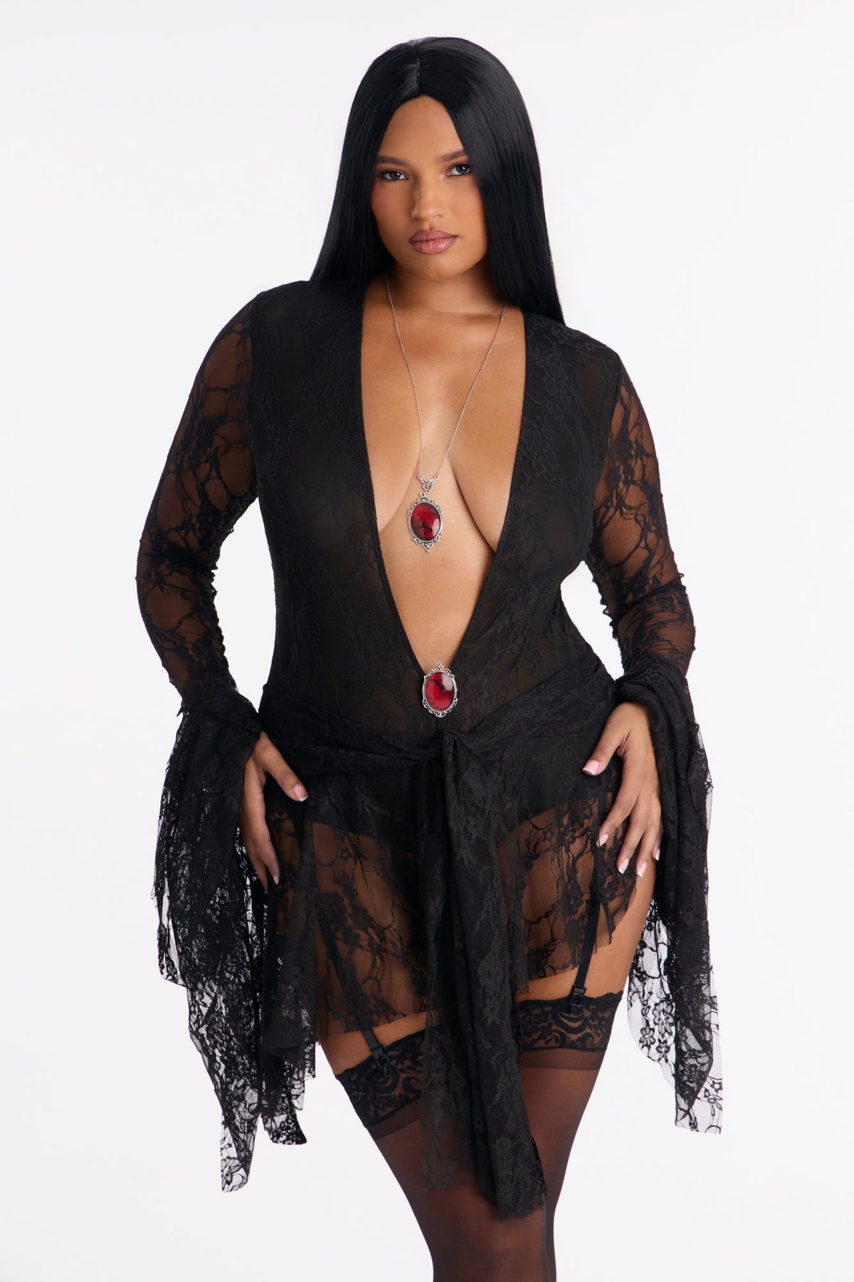 Conjunto de disfraz negro de 4 piezas Elegancia eterna