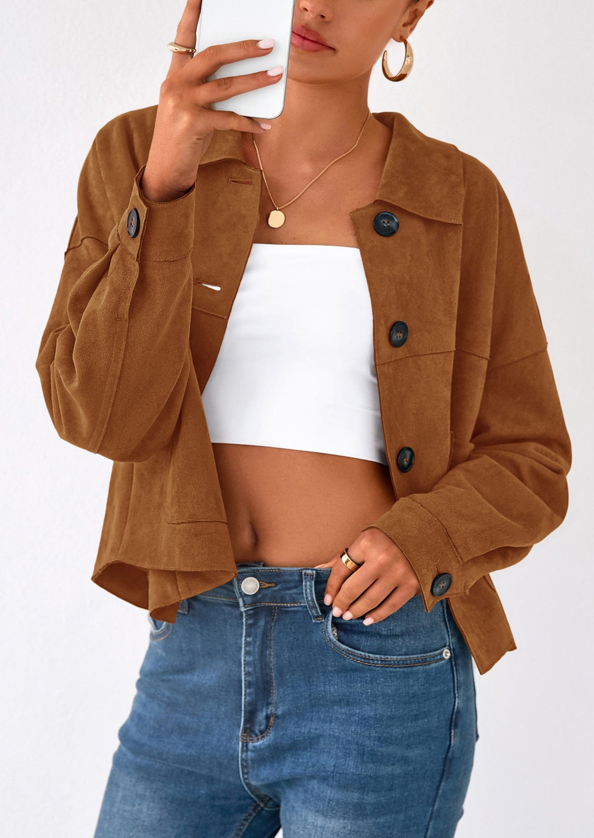 Chaqueta corta de gamuza