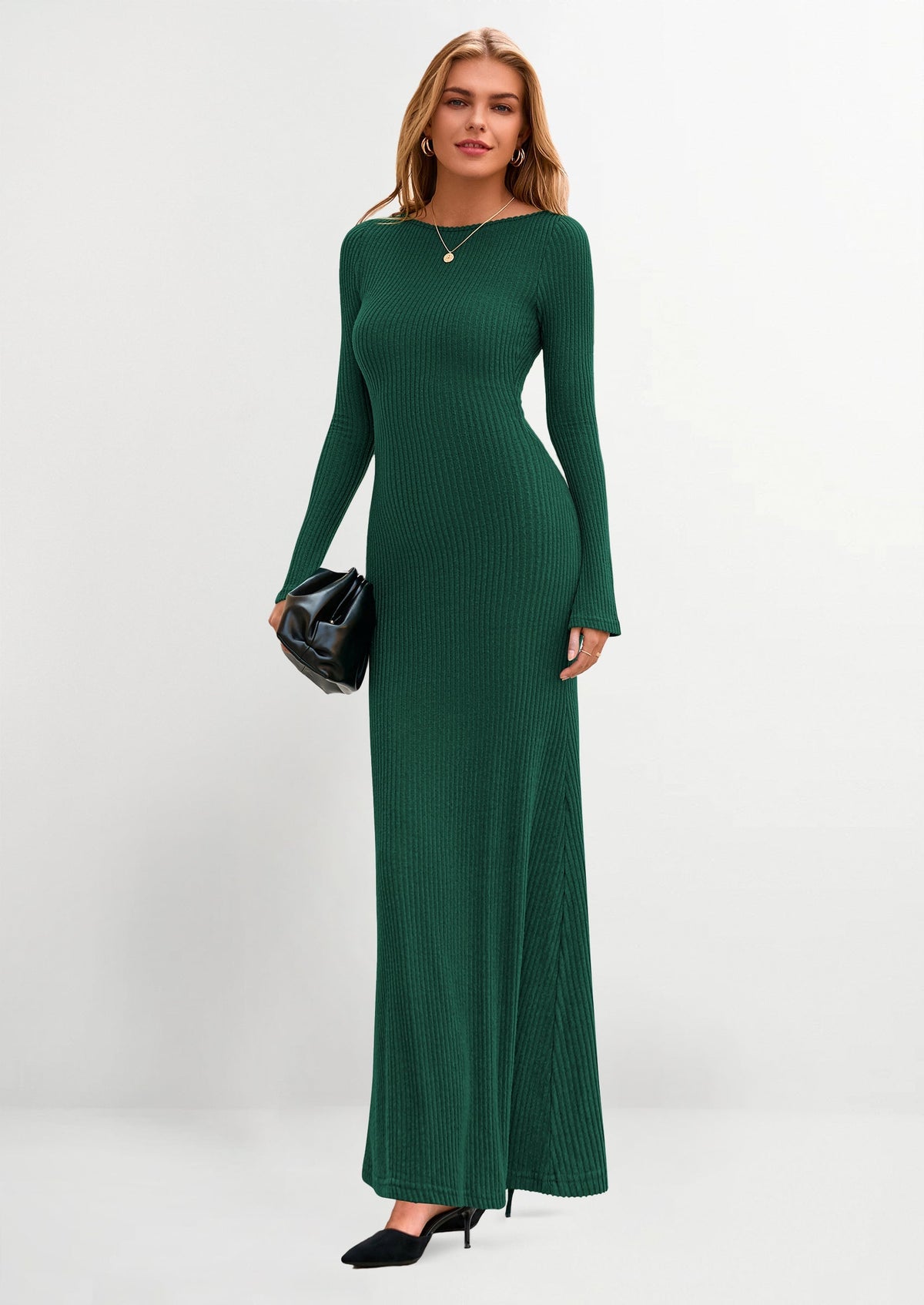 Vestido maxi acanalado