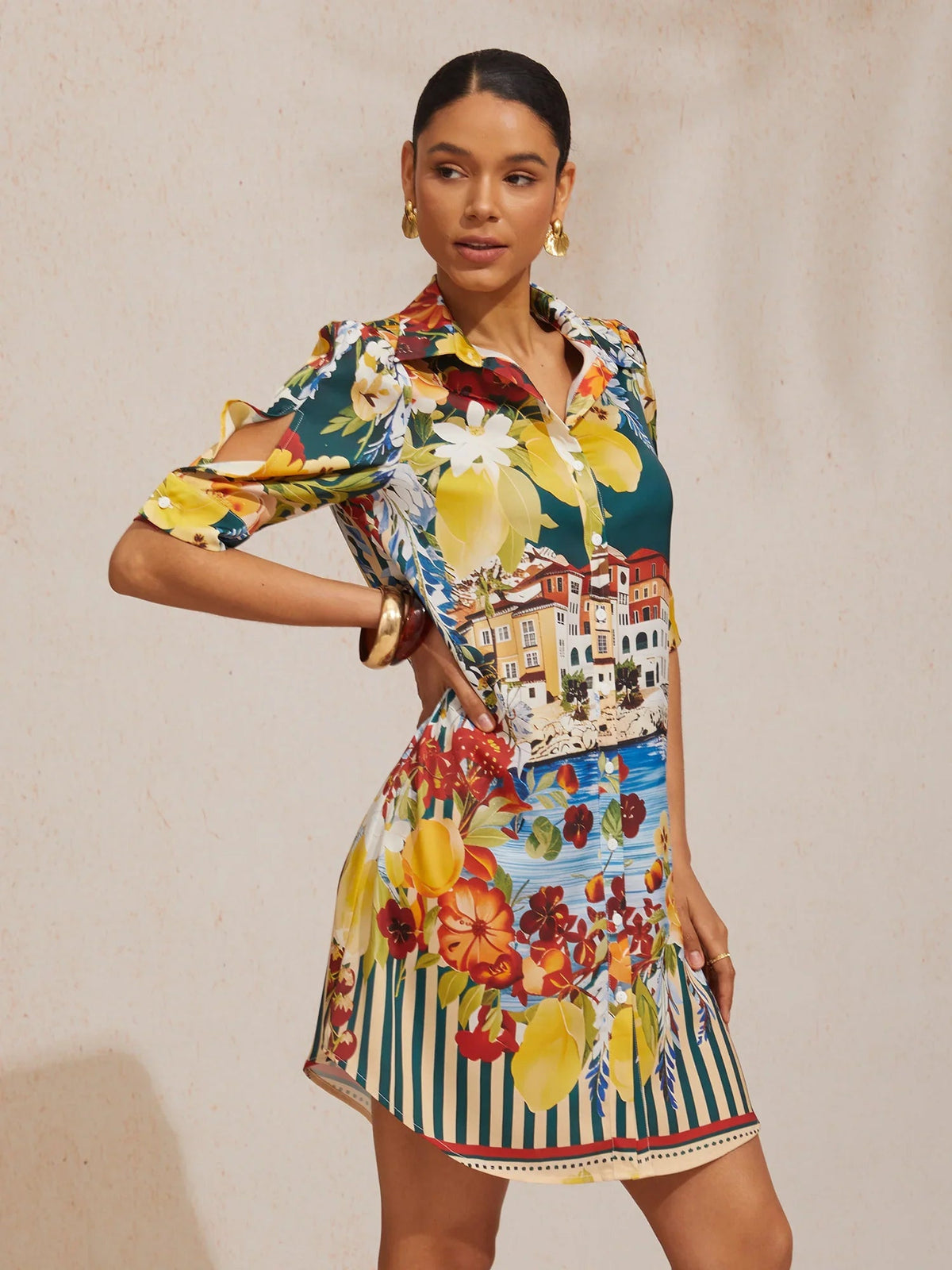 Vestido camisero floral